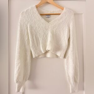 Sunday Best Cream Fuzzy Crop Top